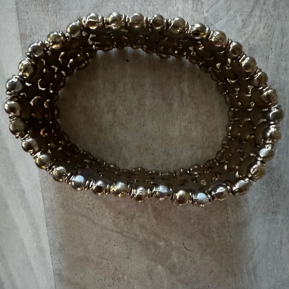 Anthropologie Gold-Tone Bracelet with Orange Accents and Clear Stones - Picture 2 of 5